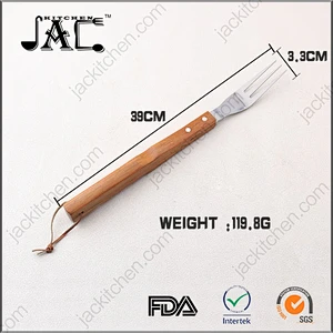 Stainless Steel Barbecue Tool Set with Solid Hard Wood Handles