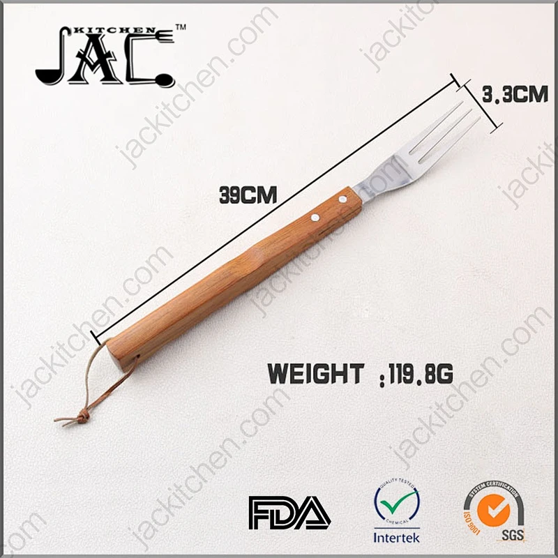 Stainless Steel Barbecue Tool Set with Solid Hard Wood Handles