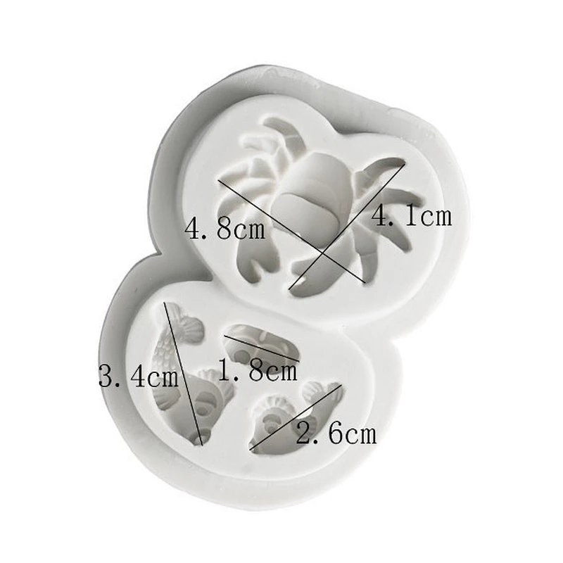 Ocean Series Crab and Fish fondant mold cake decorating tools DIY silicone mold PRZY