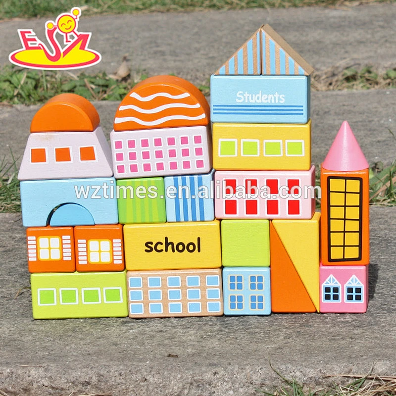 2018 New design 25 pieces children wooden building blocks for kids educational wooden building blocks for kids W13A122