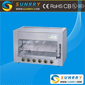 Best selling Commercial restaurant kitchen equipment counter top gas infrared saladmander with 6 burners