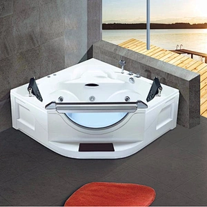 Chinese supplier 2 person acrylic corner indoor sauna massage bathtub