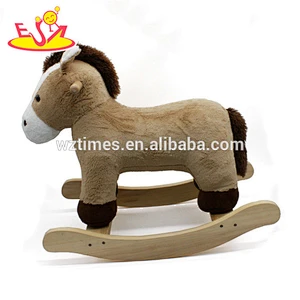 Wholesale baby wooden animal plush toy with rocker W16D113