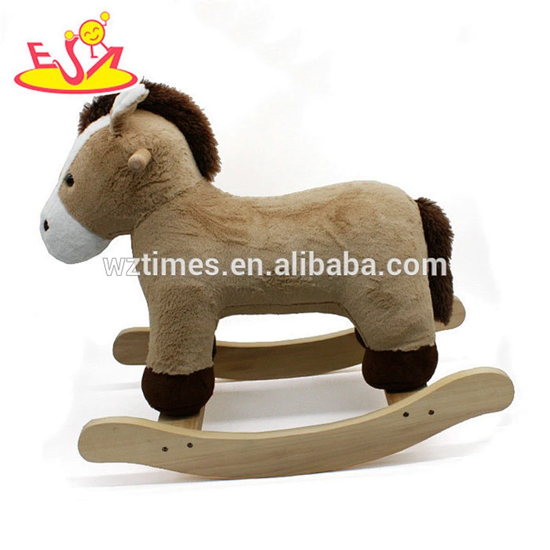Wholesale baby wooden animal plush toy with rocker W16D113