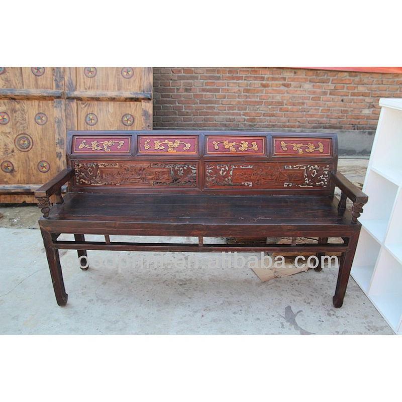 Antique Vintage Hand Carved Hallway Wooden Bench