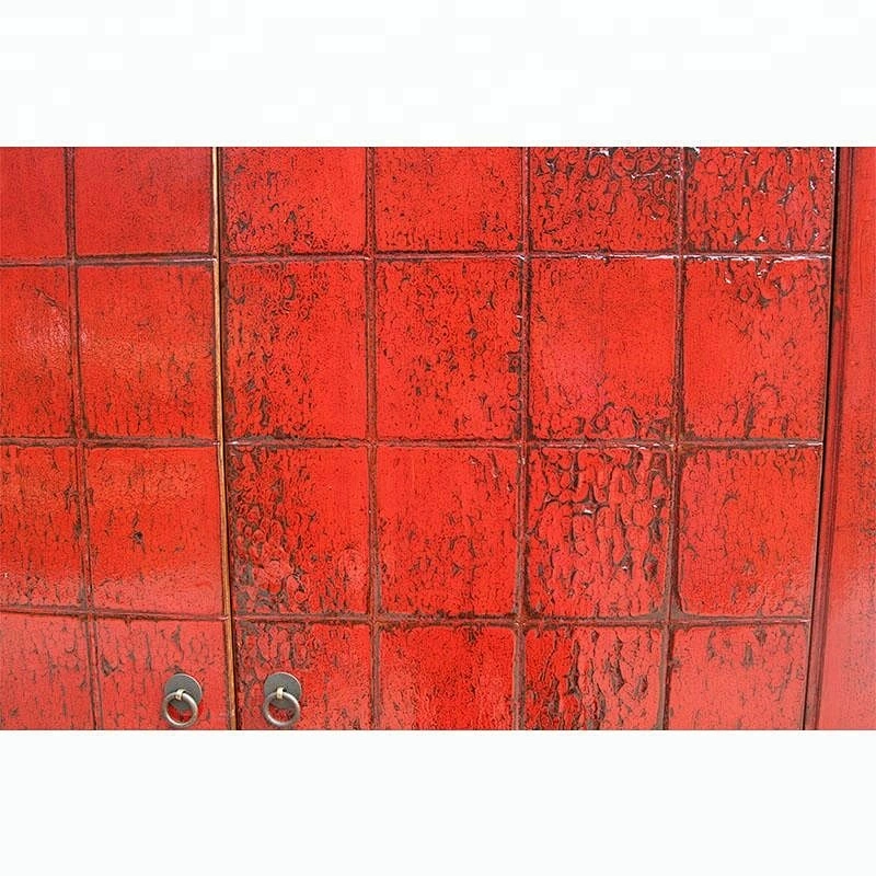 Chinese antique reproduction red glossy lacquered buffet furniture