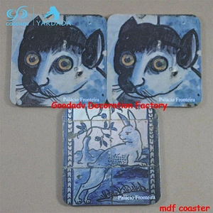 Promotional gits mdf glass drink coasters with cork backing