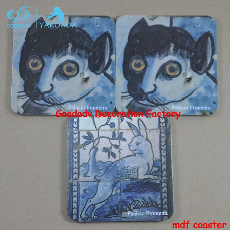 Promotional gits mdf glass drink coasters with cork backing