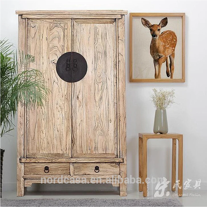 chinese antique furniture elm wood large closet wardrobe cabinet