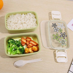 Free Sample Microwave Leakproof Food Container Plastic Bento with Compartment Customized Logo Double Layers Lunch Box