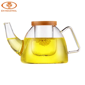 Professional hand made glass tea pot borosilicate glass tea kettle Lined with glass filter with lid