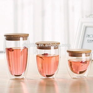 custom gift cup double wall glass coffee cup without handle
