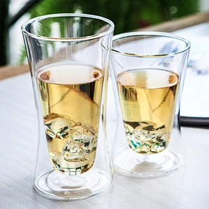 2018 China wholesale price glass double wall resistant heat beer cup