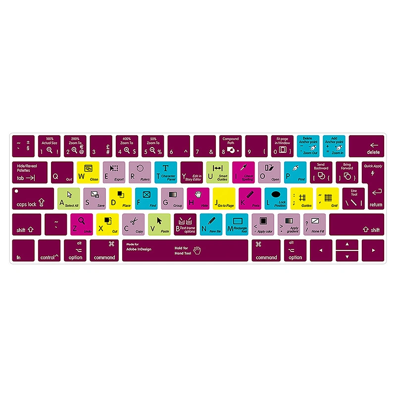 Chinese Wholesaler Waterproof Ado be InDesign TPU Keyboard Covers for macbook air keyboard Shortcuts Skin Touch Bar