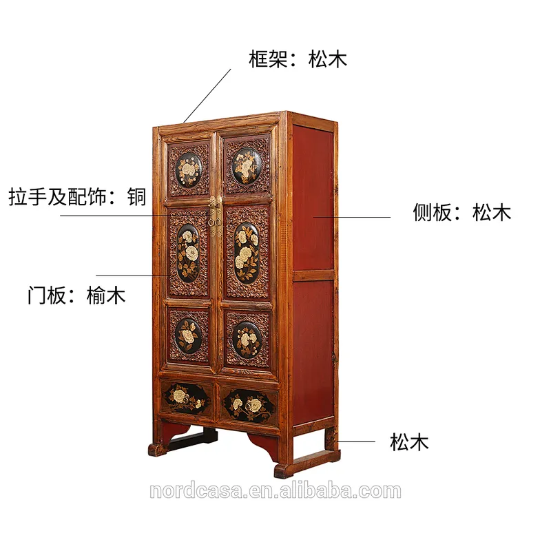 Chinese antique cabinet antique painted carved furniture