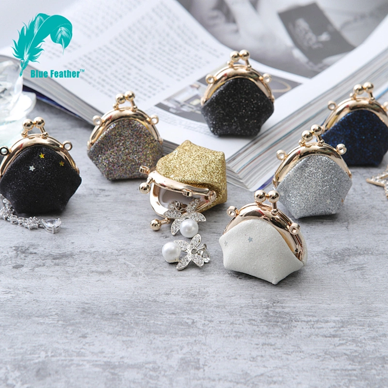 Glitter small jewellery storage coin purse fashion style metal purse frame