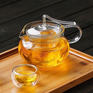 high borosilicate glass flower tea pot with candle for home
