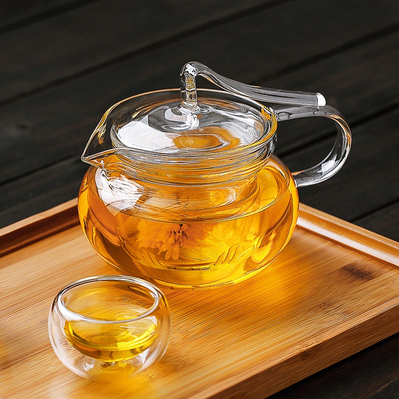 high borosilicate glass flower tea pot with candle for home