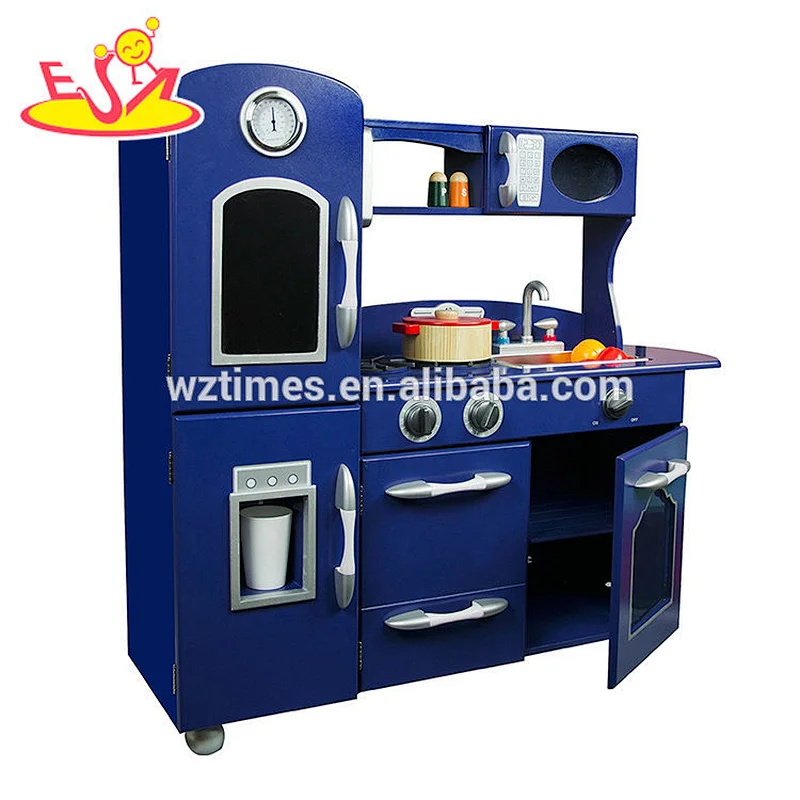 2018 Barato cocina educativa juguetes niños juego de madera cocina en color azul W10C371