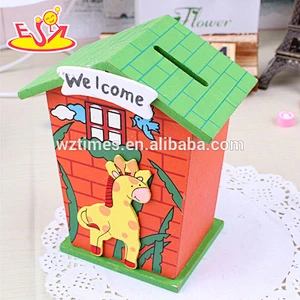 wholesale new design wooden money saving box for kids cute wooden money saving box for kids W02A028