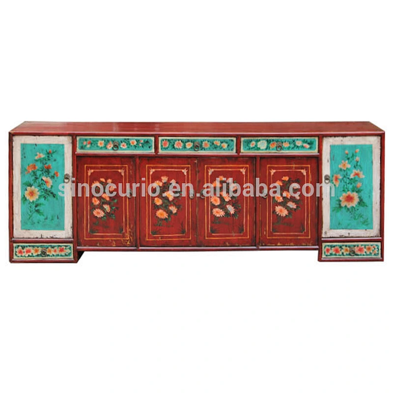 wholesale furniture china Chinese antique furniture painted tv cabinet & stand for living room