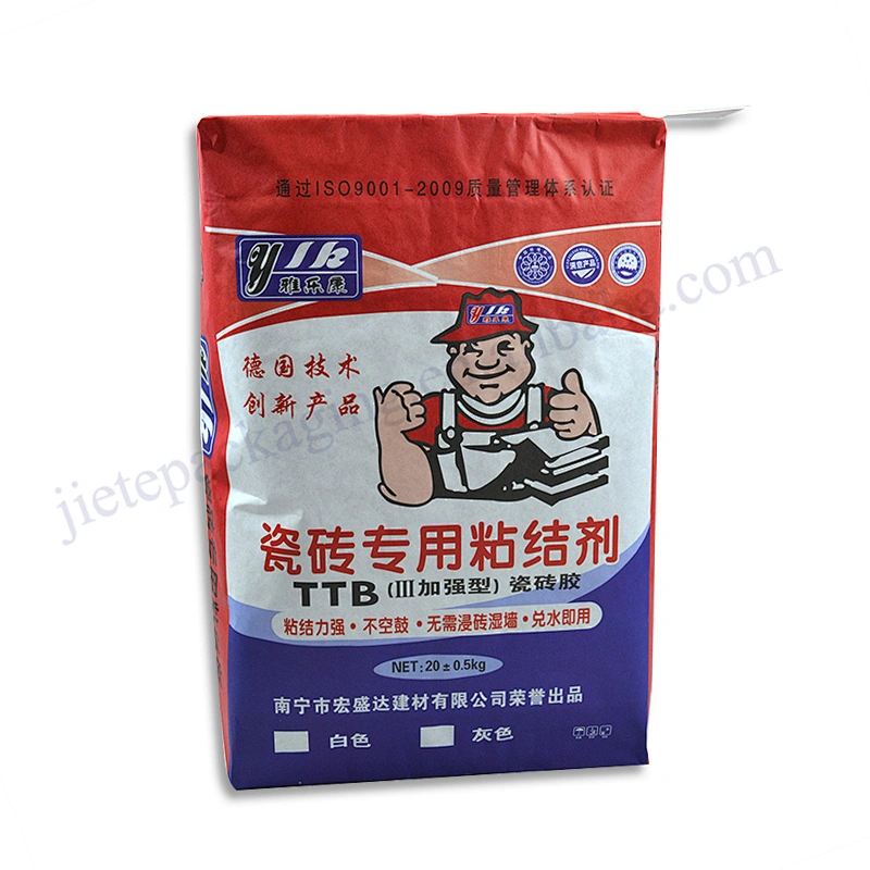 Customized multi-layer kraft paper block bottom stand up cement packaging bag 20kg for sale