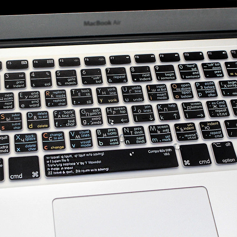 Waterproof VIM VI Silicone Russian Keyboard Shortcuts Covers Skin For mac air book 13 inch Keyboard for macbook pro 13 cover