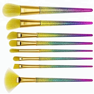 2018 new Glitter customized brushes makeup printed logo 8PCS oem makeup brushes set pretty for sale