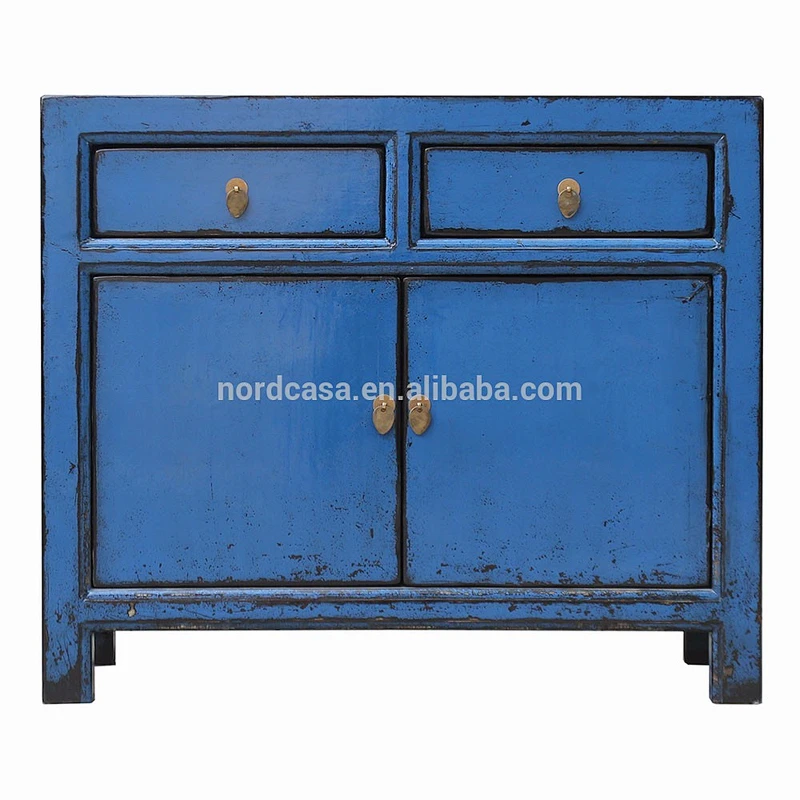 Chinese antique asian furniture recycled wood furnituree antique furniture blue cabinet