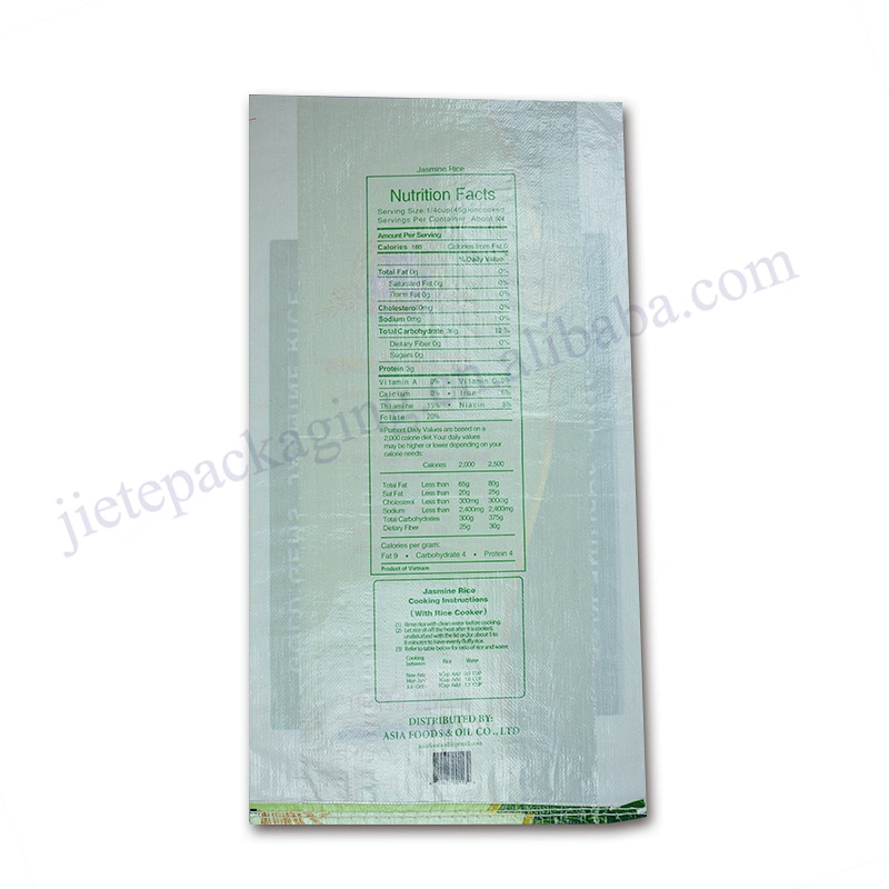 Raw material customized plastic bopp laminated 25kg thailand Jasmine rice bag factory sale