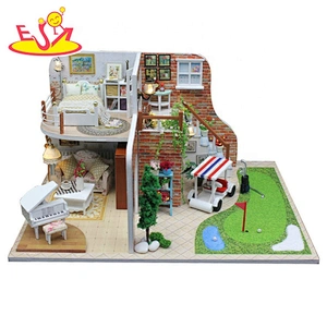 DIY niedliches Mini-Puppenhaus-Set aus Holz für Kinder W06A348