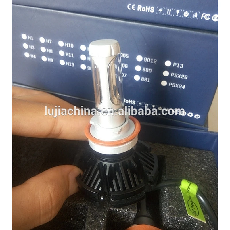 Guangzhou Lujia all in one fanless super power 50w 6000lm 9006 X3 led mini projector h4 h7 h11 cob g8 p7 c6 t5 car led headlight