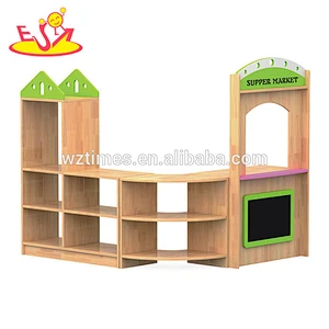 Wholesale nursery school storage shelf wooden toy shop high quality kids play wooden toy shop W08C197