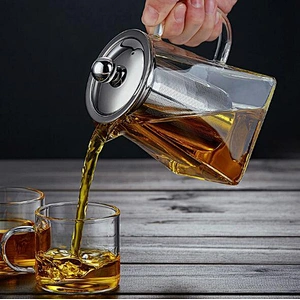 China High Borosilicate Glass Tea Pot Customized Logo Glass Water Pot 260ml Exquisite 304 SS Water Kettle
