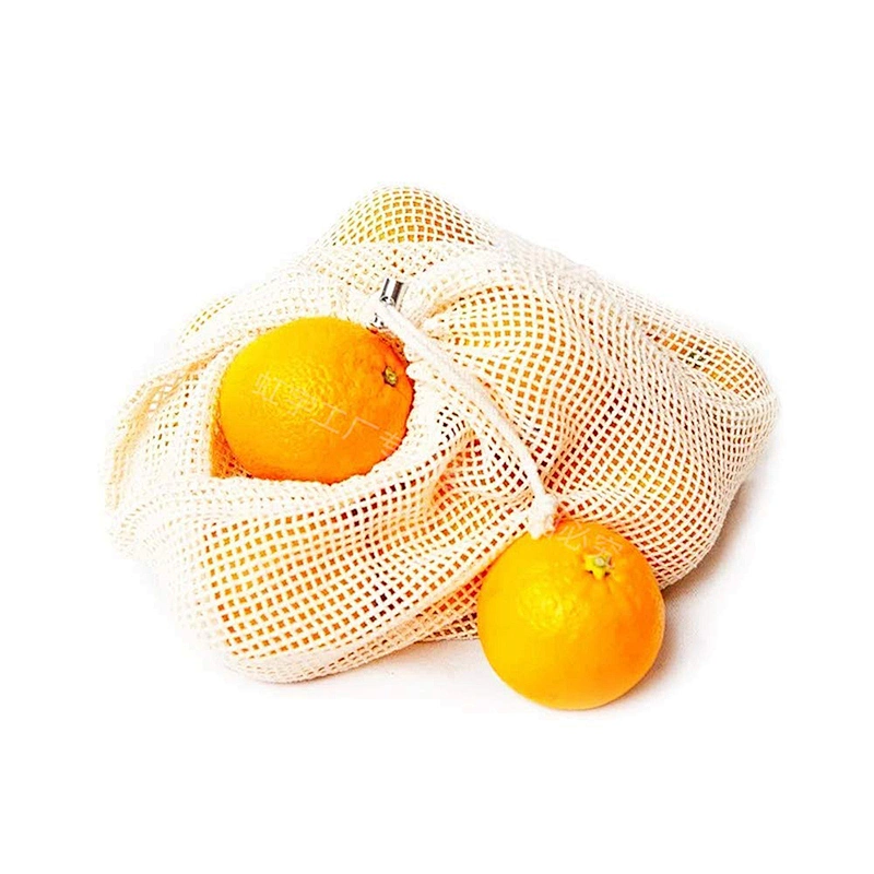 eco friendly cotton produce bag onion potato tomato net bag mesh drawstring bag