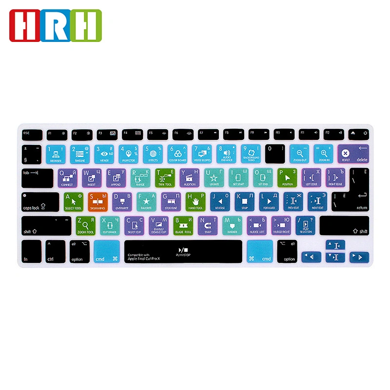 China Factory Dust-proof Final Cut Pro X Functional Silicone Russian Laptop Keyboard Protective Film For Macbook Air Skin