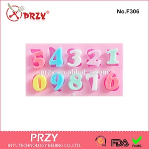 decorative number shaped silicone mold for fondant