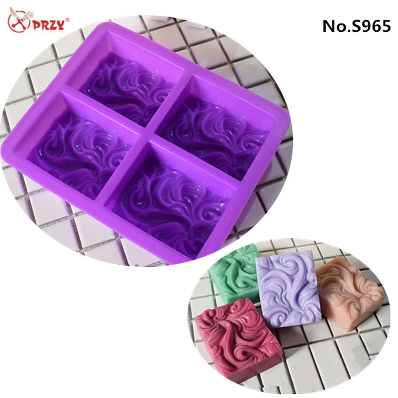 PRZY 4 Cavity handmade soap silicone mold cake mould wave silicone soap molds
