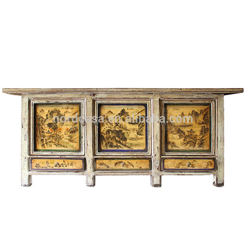 3 door 3 drawer cabinet chinese old sideboard antique furniture white frame cabinet