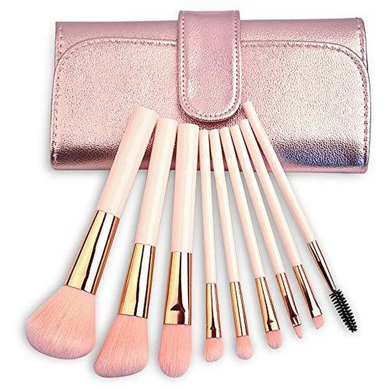 9pcs Professional Synthetic Hair Kabuki Makeup Brush Set with Case
