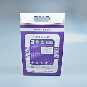 Hot sale paper bag with handle for rice packing