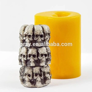 S9091 Skull Cylinder 3D mold soap silicone mold for soap candle Halloween skull shape handemade diy mould