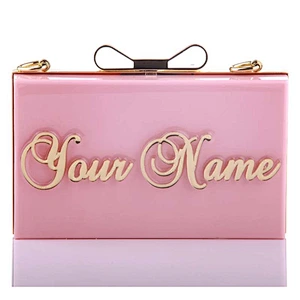 Wholesale personalize name clutches acrylic evening bag