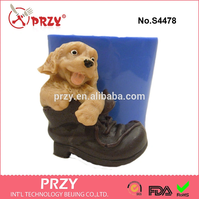 S4478 Puppy in a boot dog 3d silicone molds handmade silicone candle mold