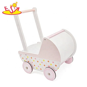 New arrival preschool wooden pink baby walker with toy storage W16E102B