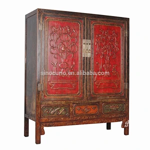 Chinese antique reproduction furniture wholesale carving clothes closet bedroom wardrobes