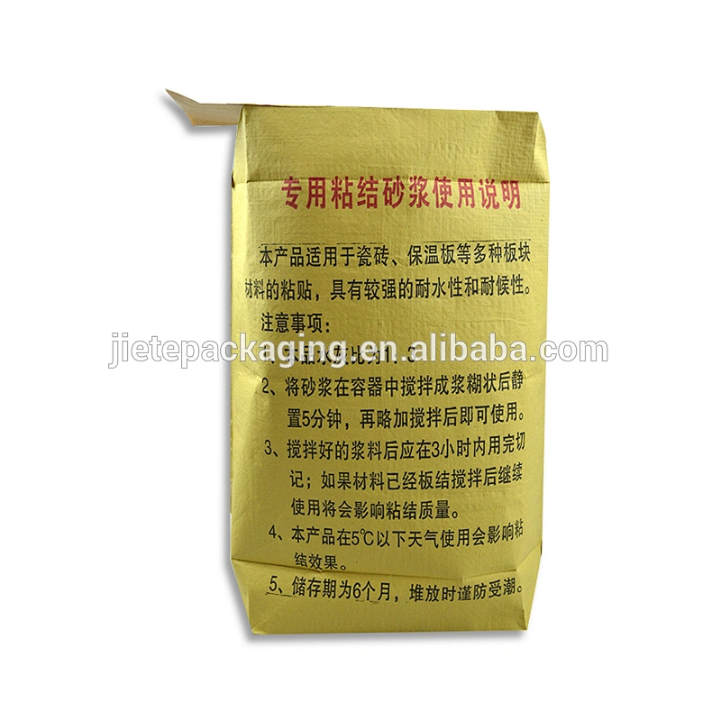 Wholesale china factory high quality kraft paper valve flat bottom bag for packing 50kg 25kg cement, mortar