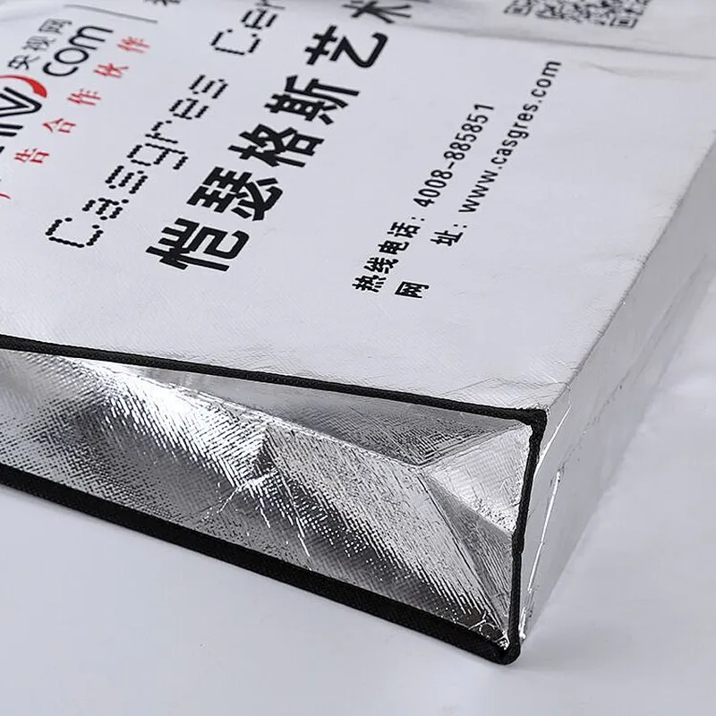 Custom wholesale silver carry shopping bag non-woven