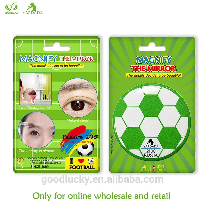 World Cup promotion advertising gifts circular 75mm Mini 5X cosmetic mirror, portable pocket mirror in stock