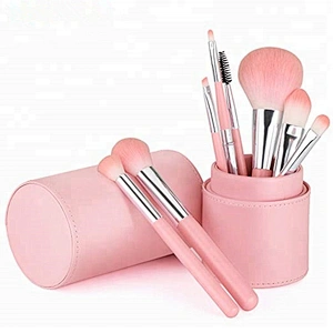 hot selling 8pcs pink premium makeup brushes set with holder kabuki foundation powder brush